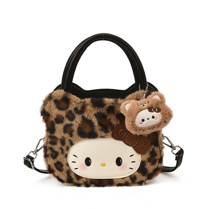 Hello Kitty Retro Leopard Print Pu Shoulder Bag With Ample Storage For Daily Use
