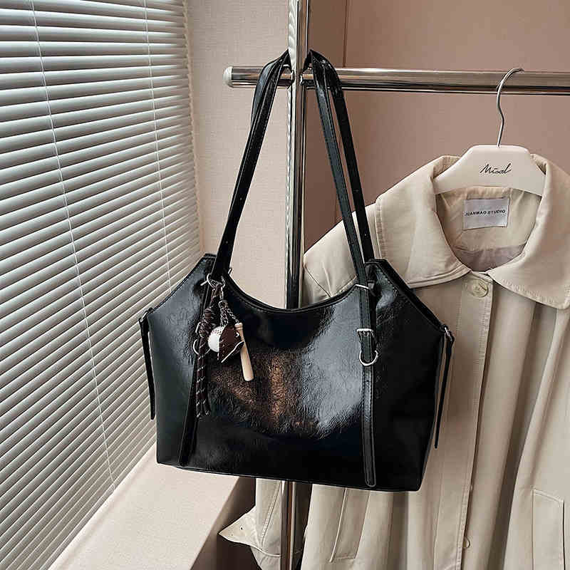 Vintage Frosted Women's Tote Bag  Trendy All-Match Textured Commuter Handbags Solid Color Lady Shoulder Bags