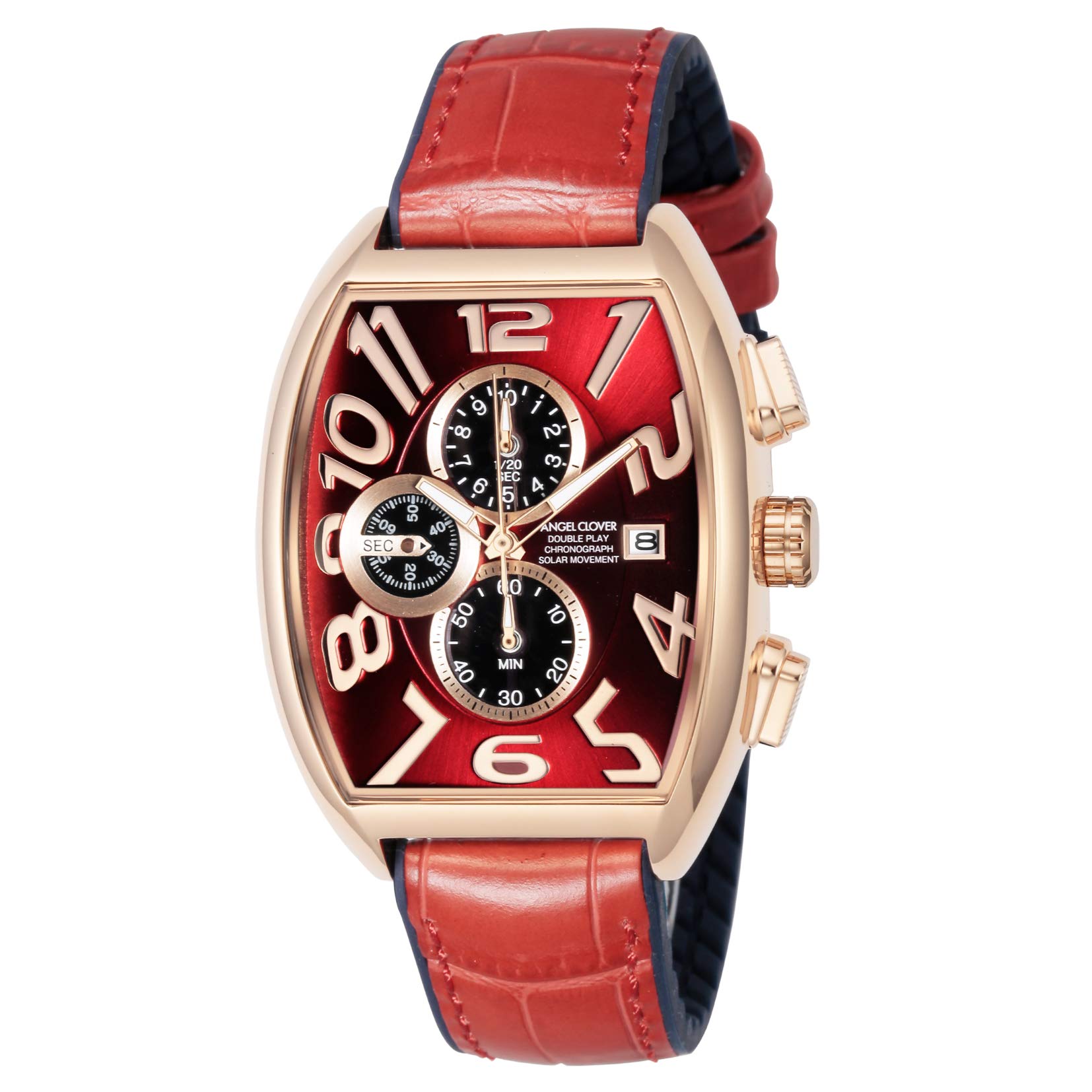 

Angel Clover DOUBLE PLAY SOLAR DPS38PRE-RE Men s Watch, Red