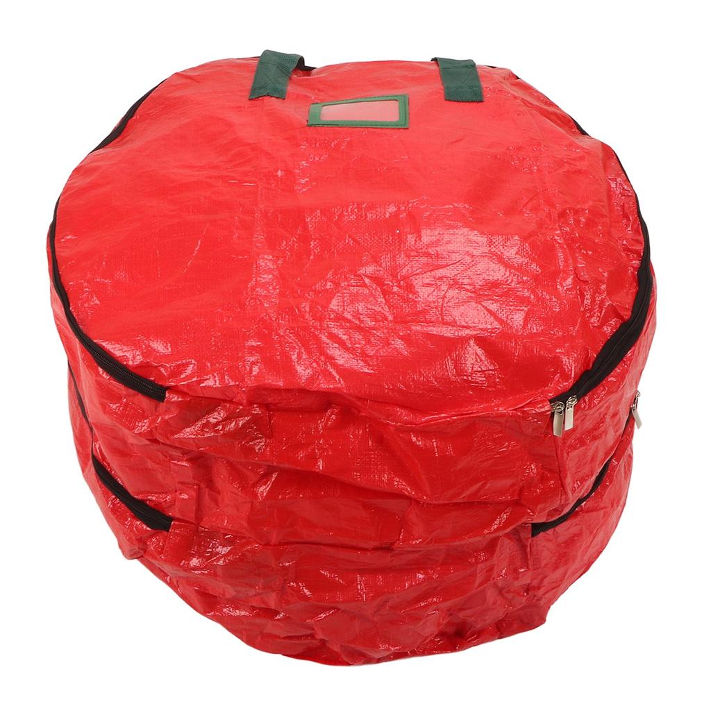 24 Inch Christmas Wreath Storage Bag Double Layer Waterproof Dustproof Red Holiday Wreath Container