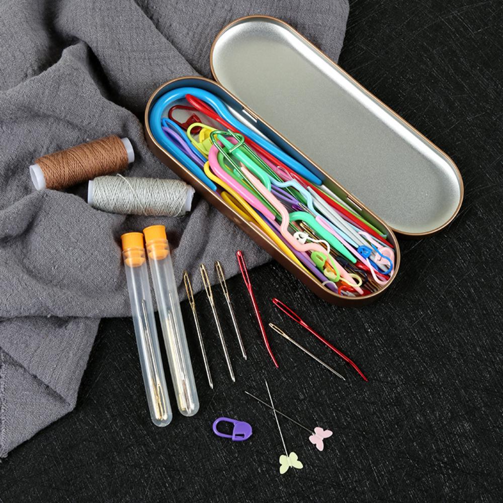 Professional Crochet Knitting Set with Large-Eye Blunt Needle Darning Needle Storage Box Yarn Needle Tapestry Needles Kit