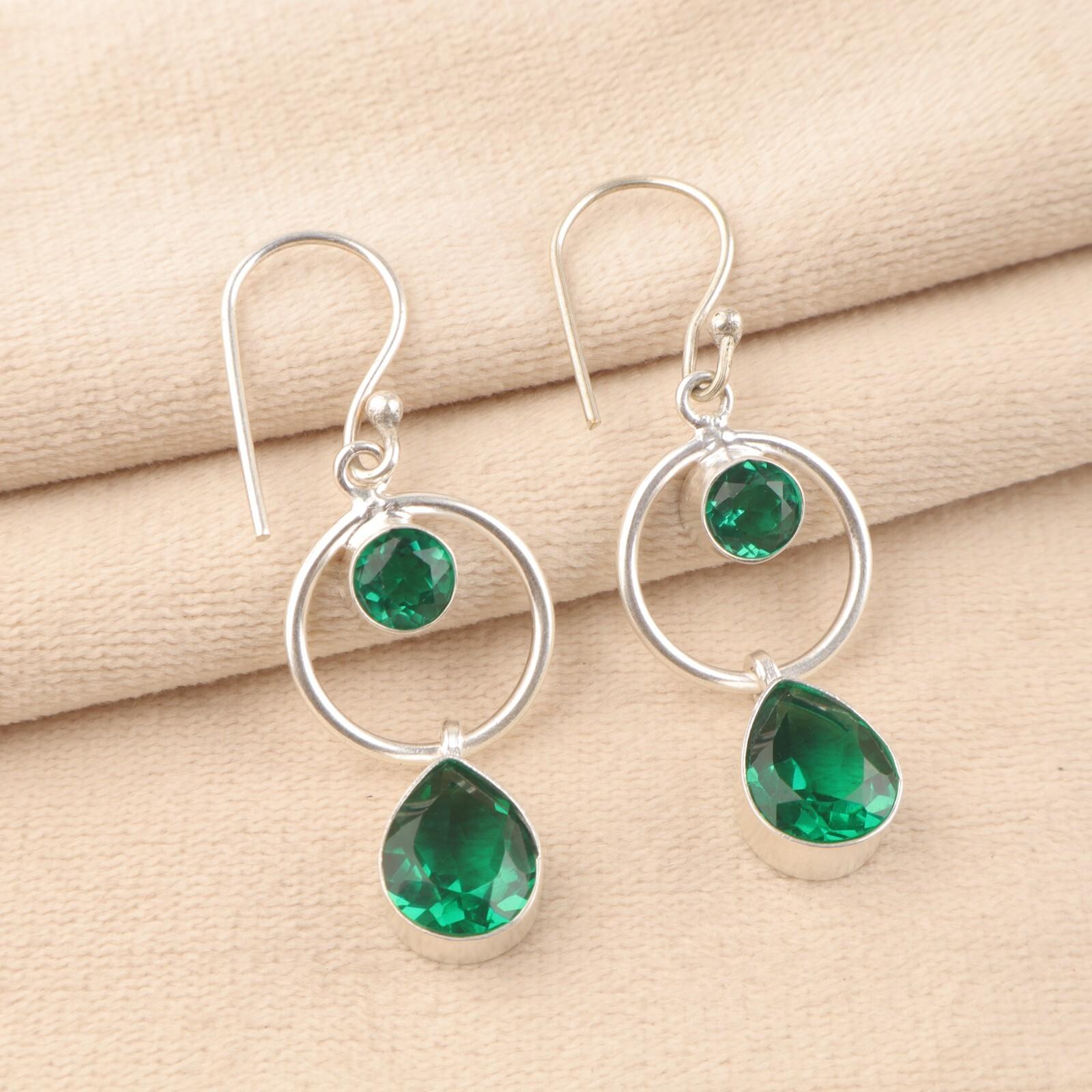 

Chrome Diopside Gemstone 925 Sterling Silver Jewelry Handmade Drop Earrings 2.0 EE-140-3
