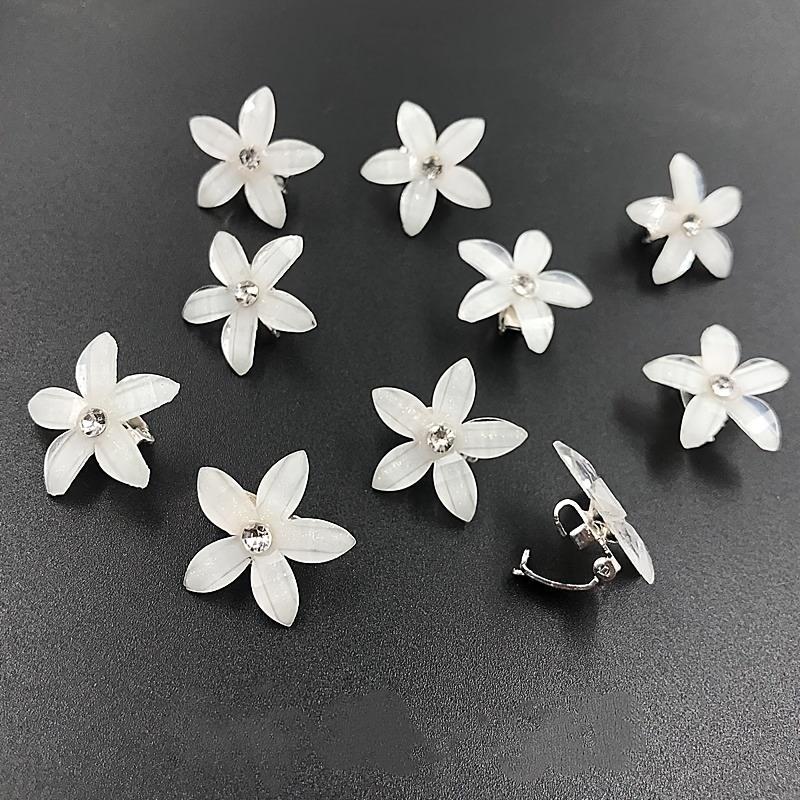 

Elegant Small Flower Decorative Hair Clips Bling Bling Rhinestone Hair Clips Trendy Hair Decoration For Women And Daily Use белый