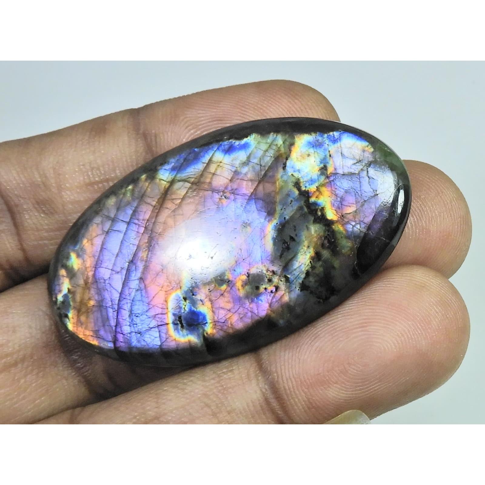 27X50X06MM Natural Purple Labradorite Spectrolite Oval Loose Gemstone 89Cts. D-390