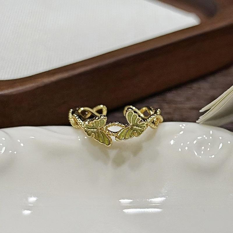 Средневековое Винтажное Легкое Роскошное Эмалированное Изысканное Кольцо с Раскрывающимся Цветком Ретро Нишевое Высококлассное Кольцо Adjustable opening