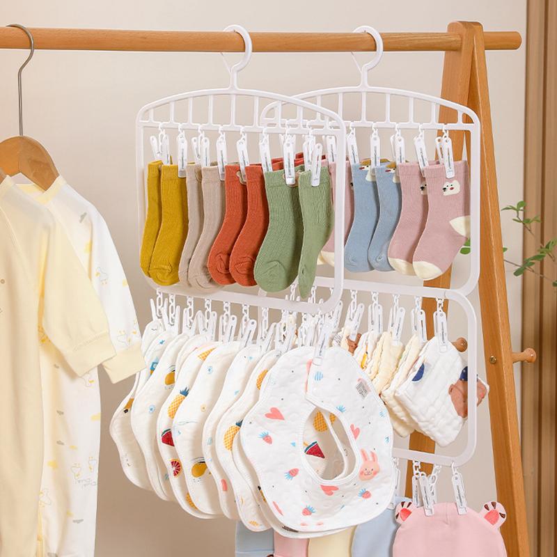 Clothes Hanger Socks Drying Rack With 18/26 Clip Underwear Baby Saliva Towel Multifunctional Household Dormitory Student Laundry