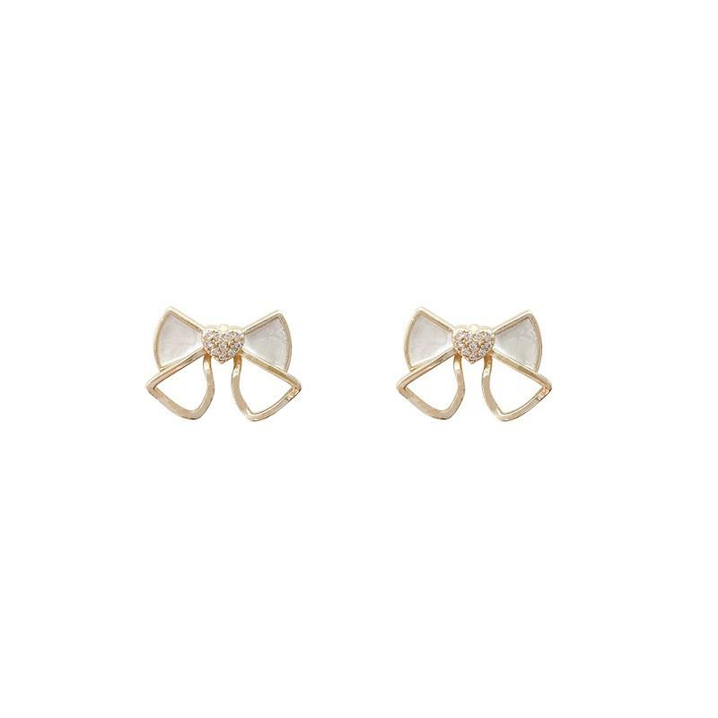 Bow earrings New year trendy niche design earrings simple dripping oil simple small stud earrings autumn
