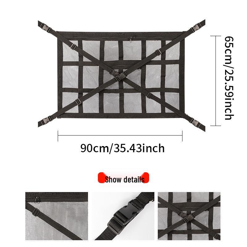 Car Roof Storage Mesh Pocket with Cross Direct Buckle - Dual Use Net for Car Roof Storage