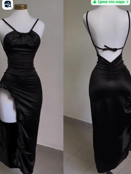 

Летнее платье Высококлассное Сексуальное Открытая спина На бретелях Платье горячей девушки XL чёрный