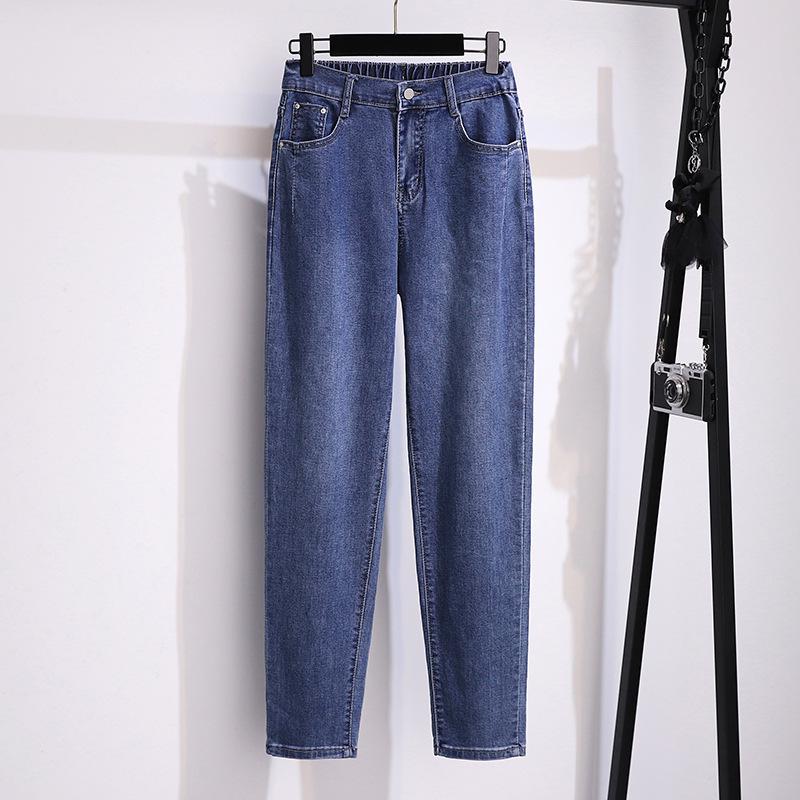 Plus Size High Waist Denim Slimming Dad Pants - Casual and Loose Fit for Women
