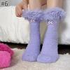Women Girls Winter Thick Coral Fleece Cartoon Big Mouth Monster Plush Sleep Socks Warm Soft Home Socks