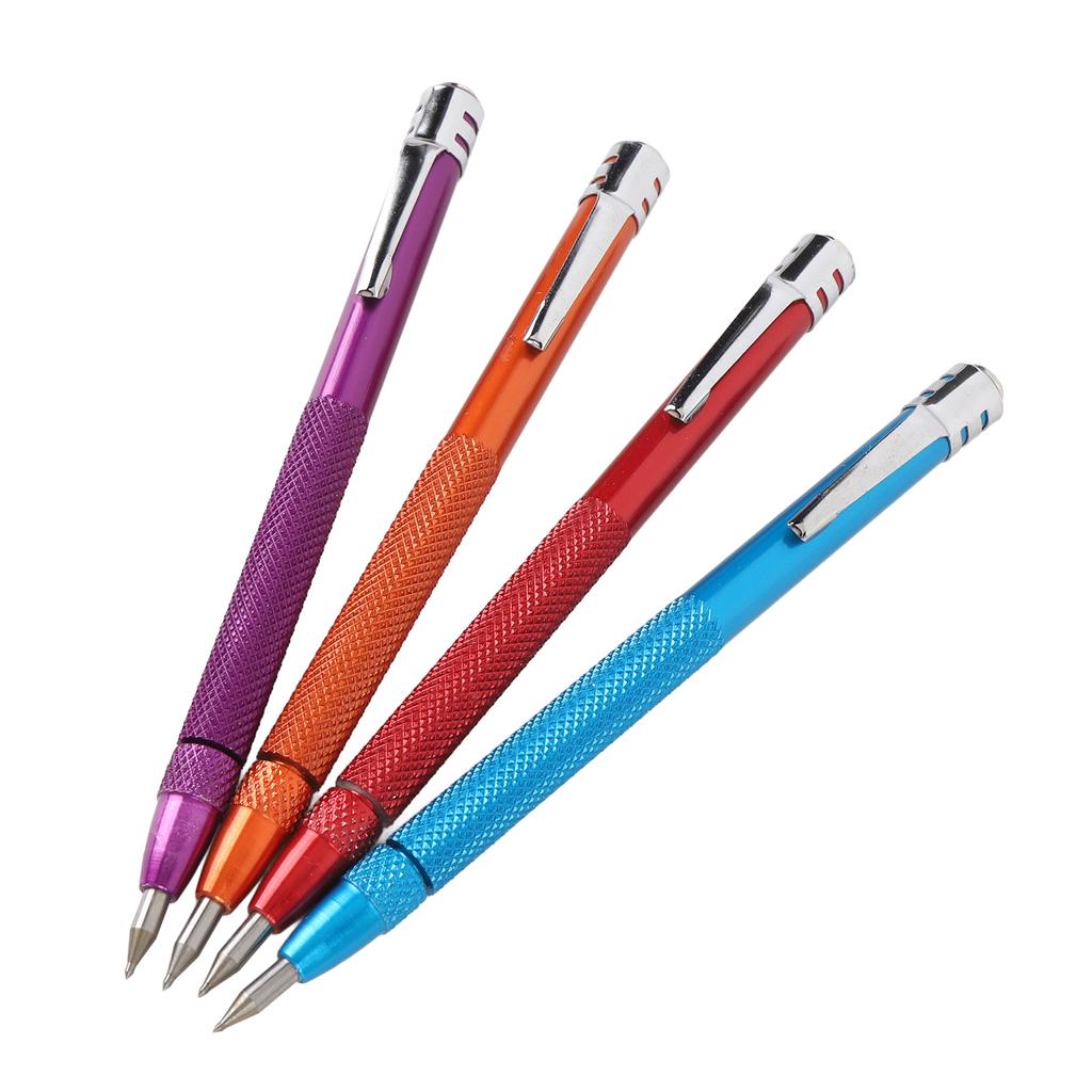 4 Pcs Tungsten Carbide Scriber Knurled Aluminium Handle Etching Engraving Pen with 8 Replacement