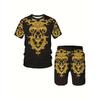Neuer Herren Zweiteiler Karomuster Mode Herrenanzug Sommer O-Ausschnitt Kurzarm Poloshirt + Shorts Zweiteiler Herrenanzug