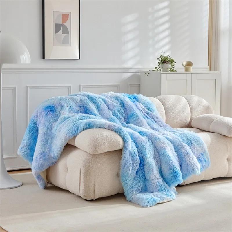 

Double Mink Fleece Lamb Fleece Cotton Blanket Coral Fleece Ice Cream Long Hair Blanket Solid Color Simple Sofa Blanket 100x150cm