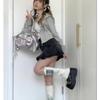 JIAERDI Japanese Silver Ita Bags Women Sweet Cool Girls Pu Leather Bowling Bag Handbag Female Harajuku Aesthetic Underarm Bag
