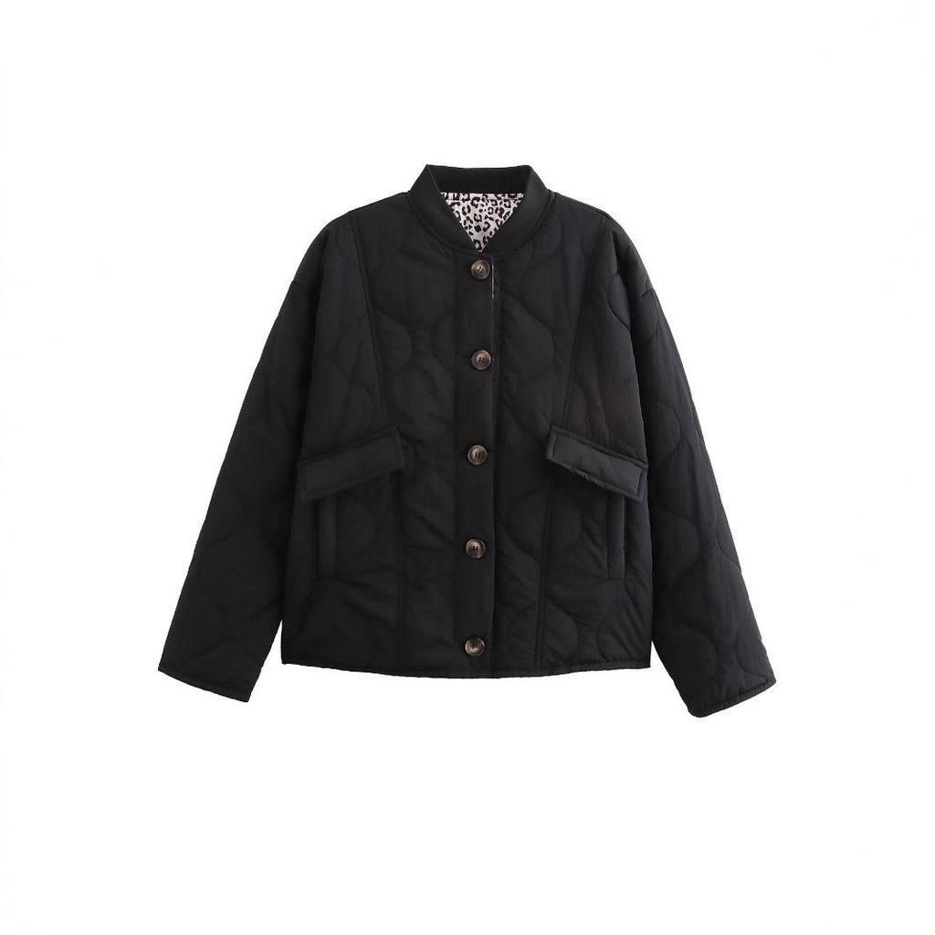 Europäisch-Amerikanische Damen Freizeit-Baumwolljacke mit Leopardenmuster