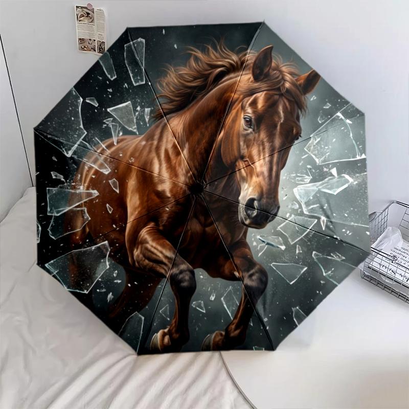 

1 PC Automatic Folding Umbrella - Animal Photos Pattern, Portable & Foldable Design with 8 Ribs, Christmas Birthday Gifts