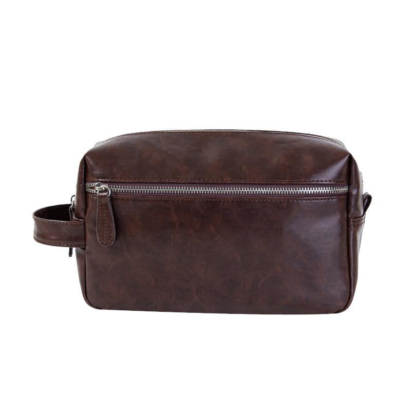 Pu Leather Makeup Bag Men's Large Capacity Multi-functional High Appearance Level Simple Retro Travel Portable Storage Toiletry Bag