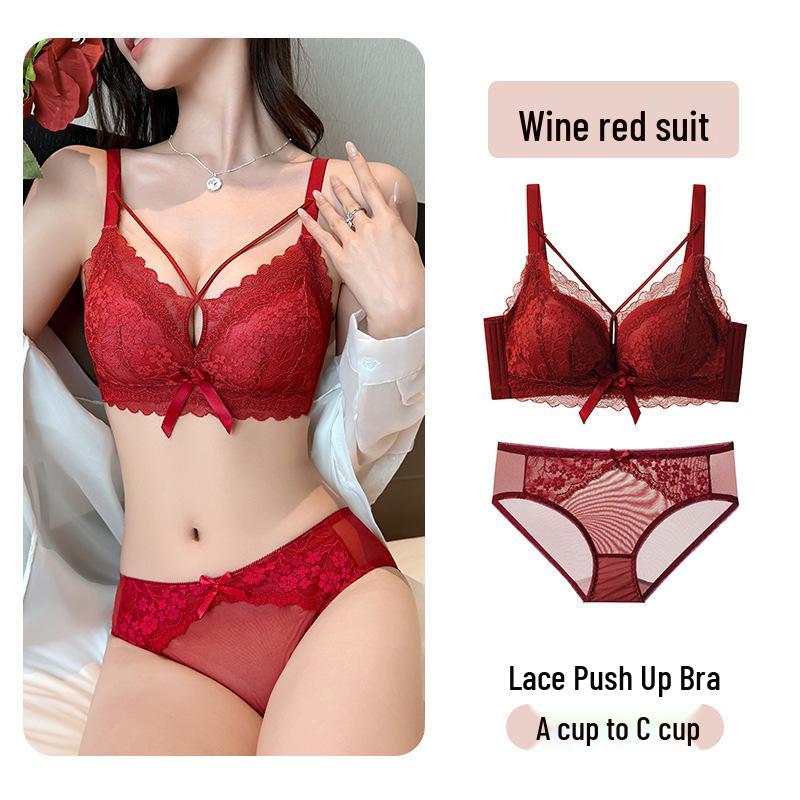 Elegantes Spitzen Modal Verstellbares BH-Set - Sexy & Verführerisch in Rot