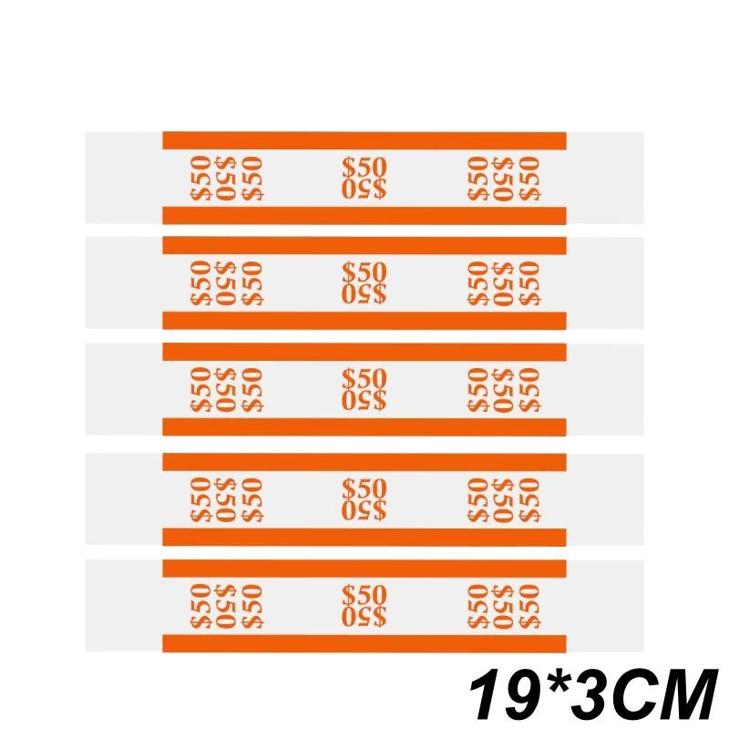 100Pcs Durable Self-Sealing Money Straps Assorted Currency Bands for Bank Financial Institution Use Orange 100pcs