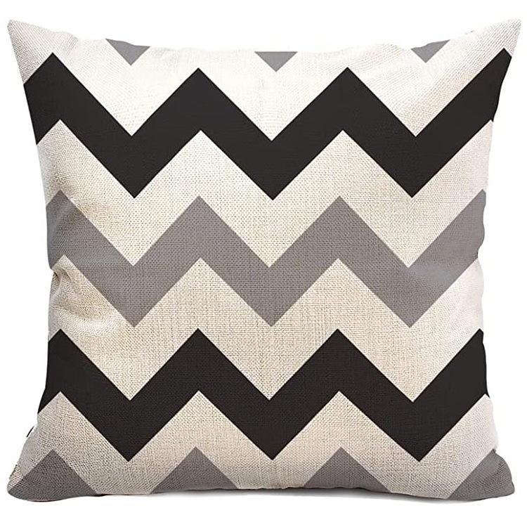 Striped Pillowcase Home Decoration Linen Pillow Cushion Waist Mat Sofa Pillowcase Geometric Abstract