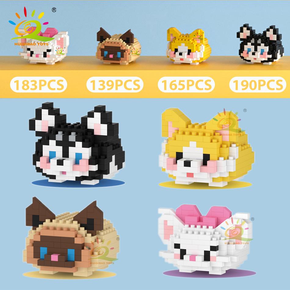 Non-Toxic Mini Cute Pet Dog Cat Model Building Block Micro Set Kids City Cartoon Animal Diamond Bricks Educational Toys For Adult