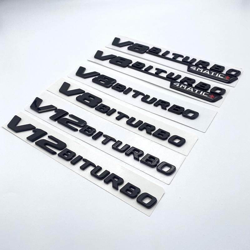 CXGSL1 Letter Emblem for Mercedes Benz AMG V12BITURBO V8 BITURBO 4MATIC+ Car Styling Fender Logo Sticker Chrome Black Red