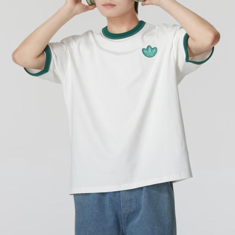 Adidas Originals Color Block Logo Print Comfortable Breathable Short Sleeve T-Shirt Men Tops White JI7485