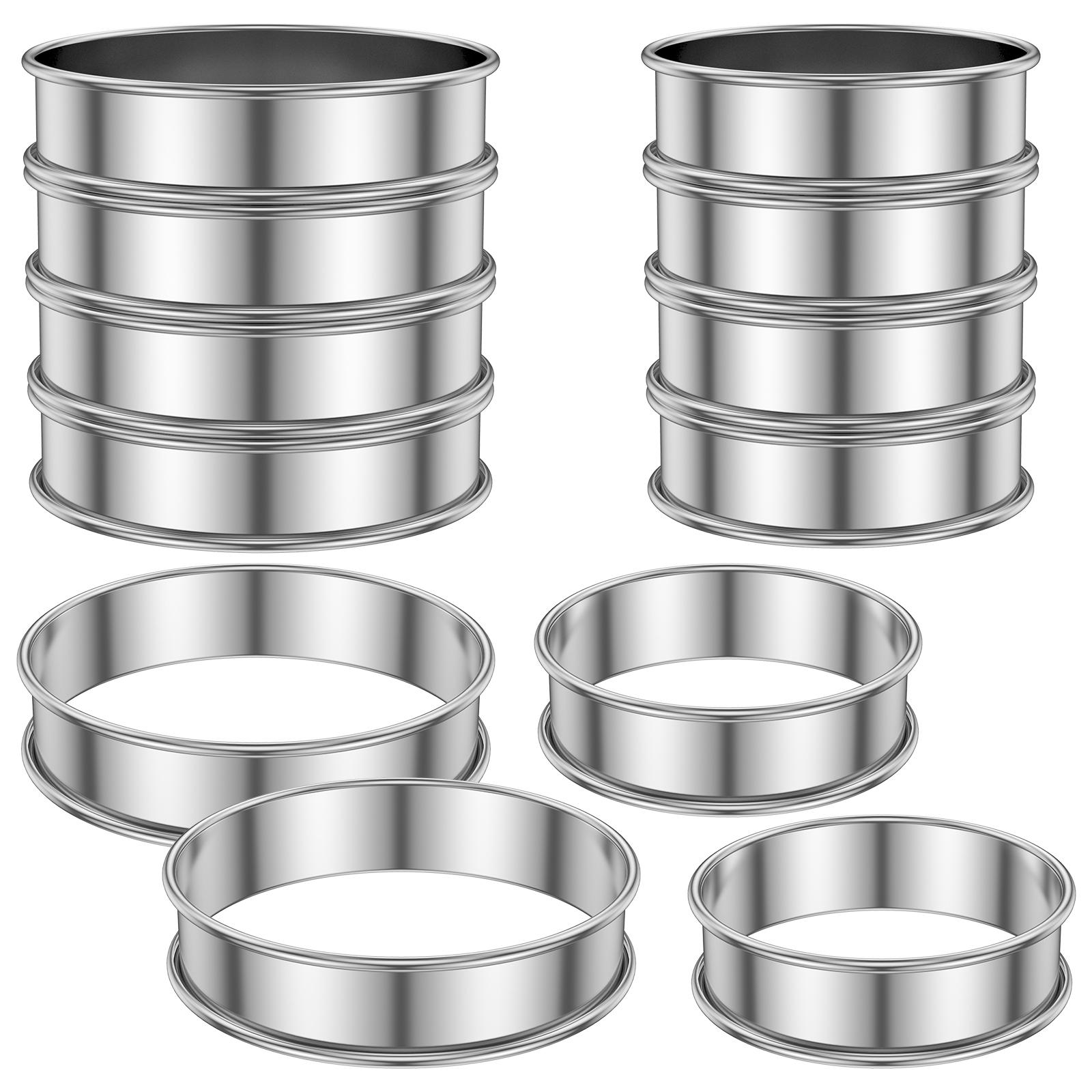 

12Pcs Muffin Tart Rings 304 Stainless Steel Crumpet Rings DIY Crumpet Rolled Cookie Tarts Cake Mousse Make Mold Making Bakeware