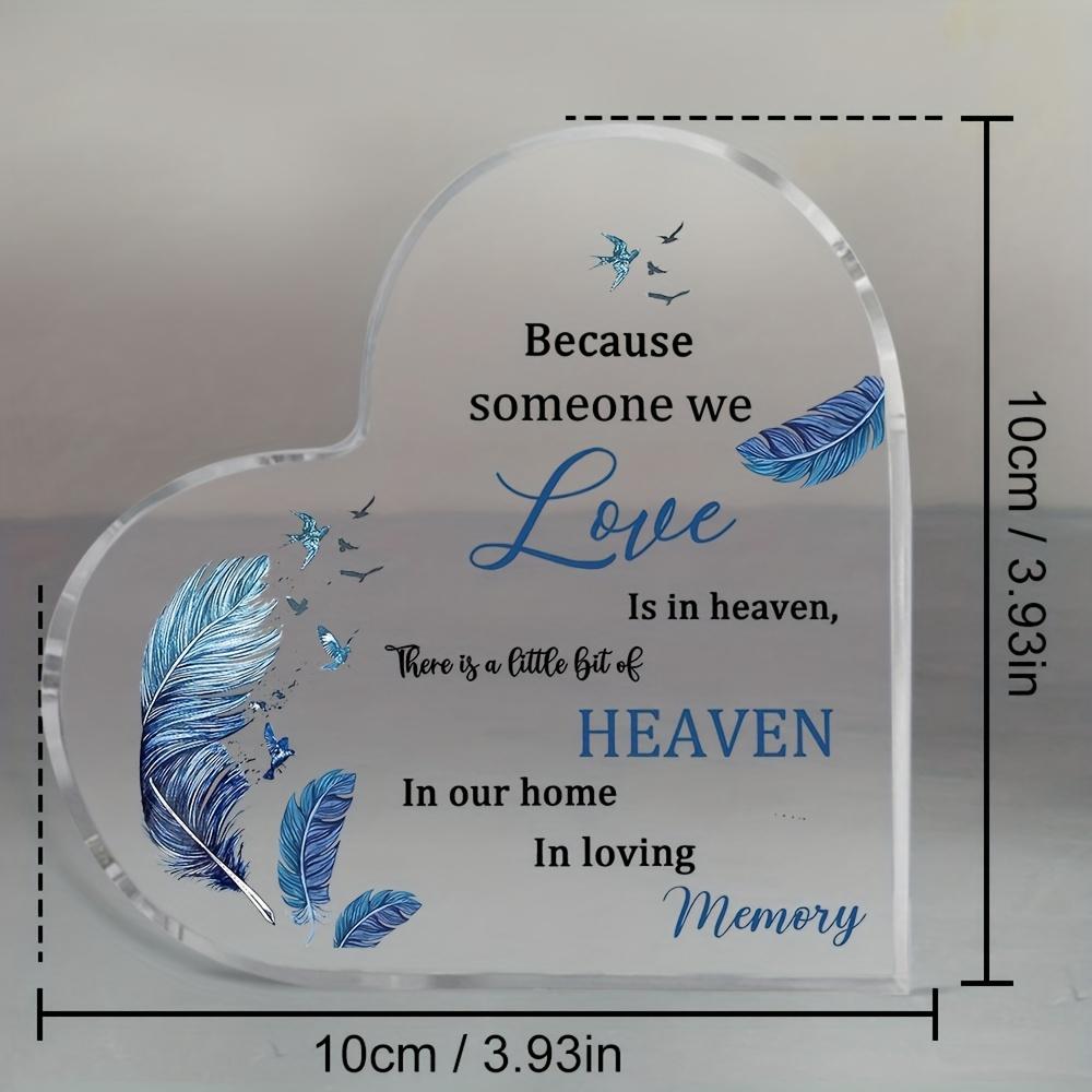 Memorial Keepsake Gift for Loss of Mom - Sympathy Bereavement Gift with Heaven Memory Poem & Angel Wings Design - Heart-Shaped Table Centerpiece 