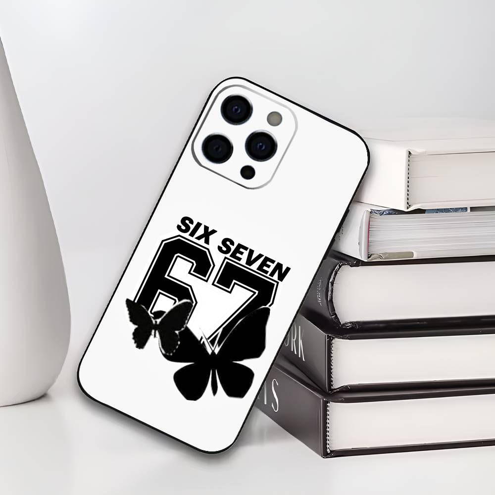 Six-Seven 67 Phone Case For iPhone 17,16,15,14,13,12,11 Plus,Pro Max,XS,Soft Silicone Black Cover