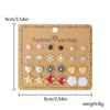 12 Pairs Colorful Combination Stud Earrings Mini Earring Set Metal Crystal Bead Ear Studs  Women