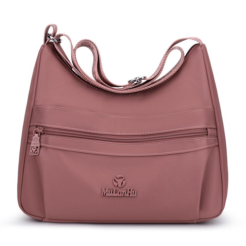 Lightweight Shoulder Bag Multi-compartment Small Square Bag Large Capacity Commuter Crossbody Bag розовый