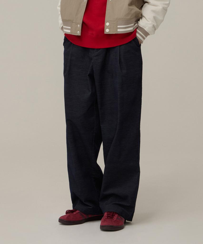 COVERNAT Moleskine One-Pleat Wide-Fit Belted Pants Indigo