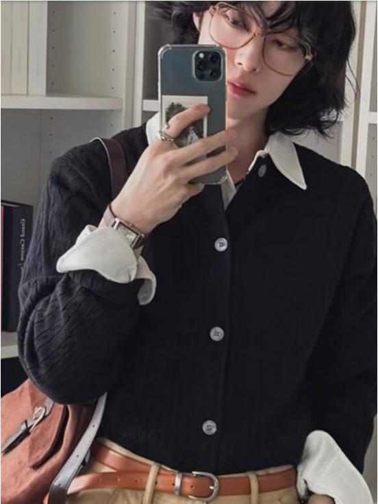 Cardigan Trendy da Uomo in Maglia a Treccia Stile Coreano - Design Versatile per Primavera e Autunno Maglione Casual di Alta Gamma.