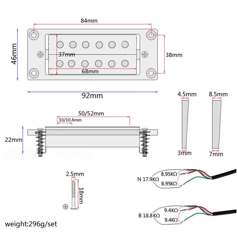Six-string Double Coil Pickups Black with Fiberboard Frame Guitar Mounting Accessories for LP