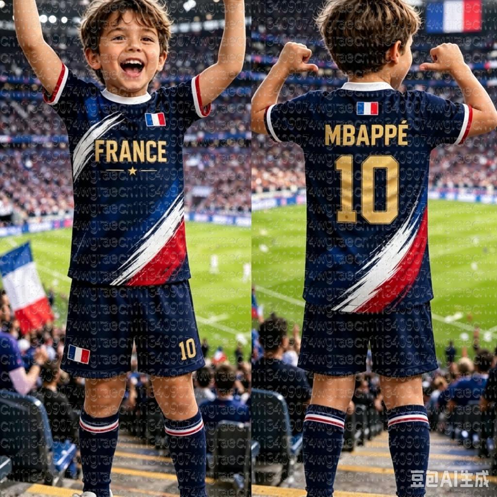 2026 Spezielles Mbappé 10 Fußballtrikot T-Shirt Shorts Set Damen Herren Harajuku FRANKREICH Fans Shirt Shorts Set Kinder Trainingsanzug 2-teiliges Set