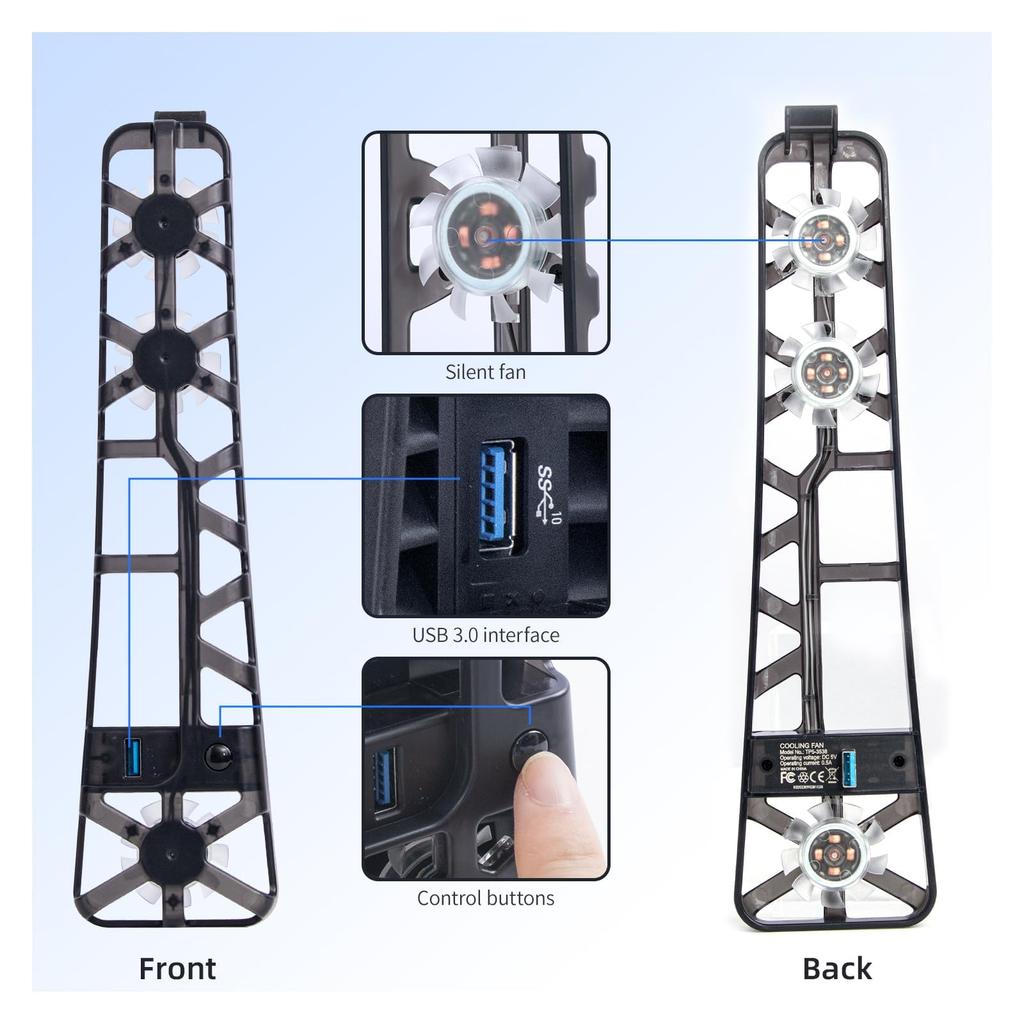 PS5 Pro Cooling Fan Stand with Quiet Design and USB Port Triple Fans and 4 Airflow Settings Compatible with PlayStation 5 Heat and Horizontal