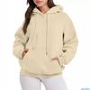 Womens Solid Color Hooded Sweatshirt Casual Loose Fit Long Sleeve Top