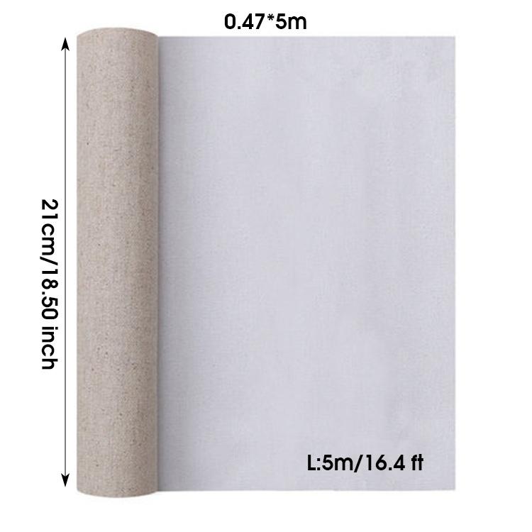 100% Leinenmischung Canvas Rolle, 5 Meter (16.4 Ft) Lange, Leere Leinwand zum Malen, Säurefrei, Ideal für Öl, Acryl, Kunstprojekte