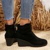 Fashion Autumn and Winter New Side Zipper Ladies Short Walking Women's Boots Suede Wedge Ankle Boots Women Shoes Black Big Size 42