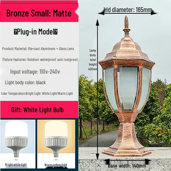 Wasserdichte Außen-Säulenleuchte im europäischen Stil für Zäune und Torpfosten