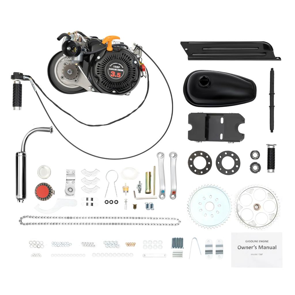 100cc Bicycle Motor Kit 4-Stroke Bicycle Gasoline Engine Motor Kit with Double Belt Drive & Air-Cooling, Bike Engine Kit
