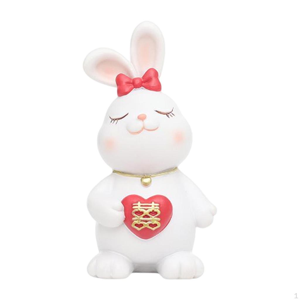 Statue Weddings Animal Sculptures Collectible Figures Miniature Bunny Resin Figurines for Home Shelf