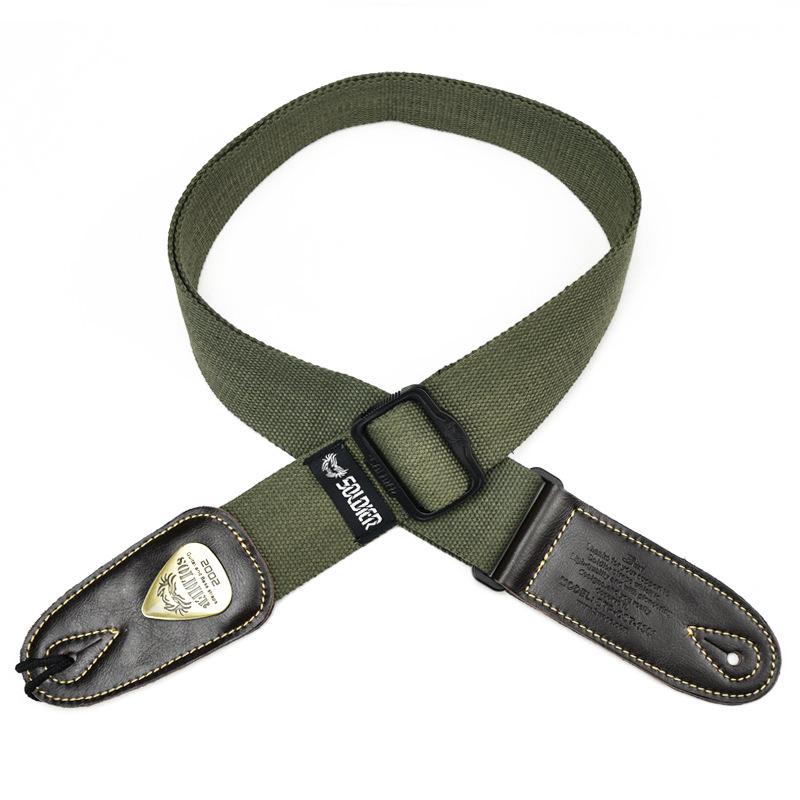 Unisex Soldier Canvas Guitar Strap for Acoustic, Bass, and Electric Guitars