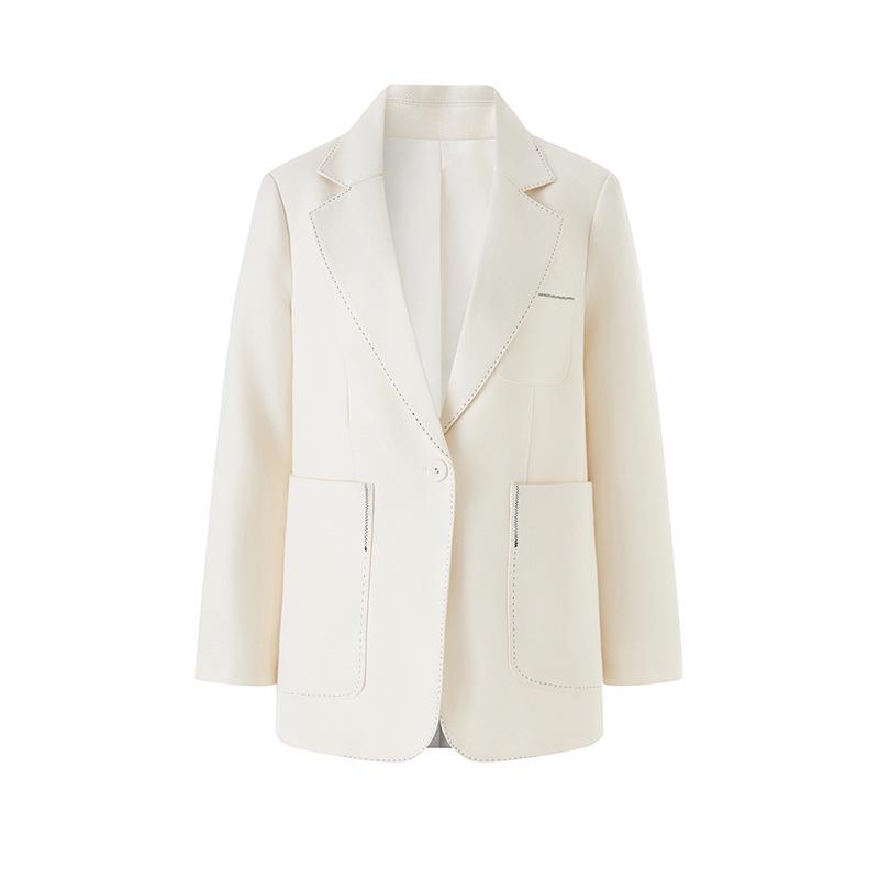 Элегантный шерстяной пиджак - Осень/Зима, Свободный крой, Корейский/Британский стиль Extra Large белый