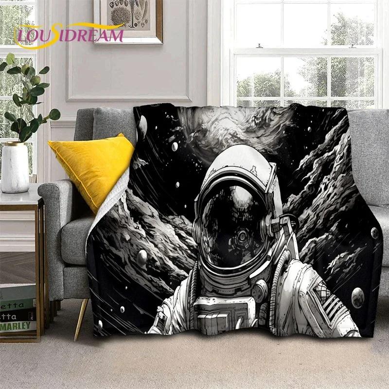 Astronaut Universe Spaceman Outer Space Cartoon Soft Flannel Blanket for Beds Bedroom Sofa Picnic,Throw Blanket Outdoors Leisure