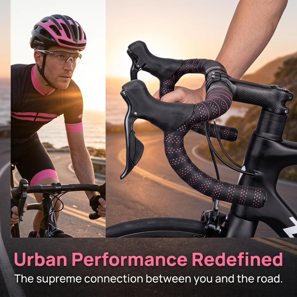 2 Rolls Non-Slip Bike Handlebar Tape EVA PU Bicycle Bar Tape Road Bike Bar Tape  Road Bike Cycling розовый