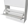 White Wooden Shoe Cabinet with 2 Shoe Trays