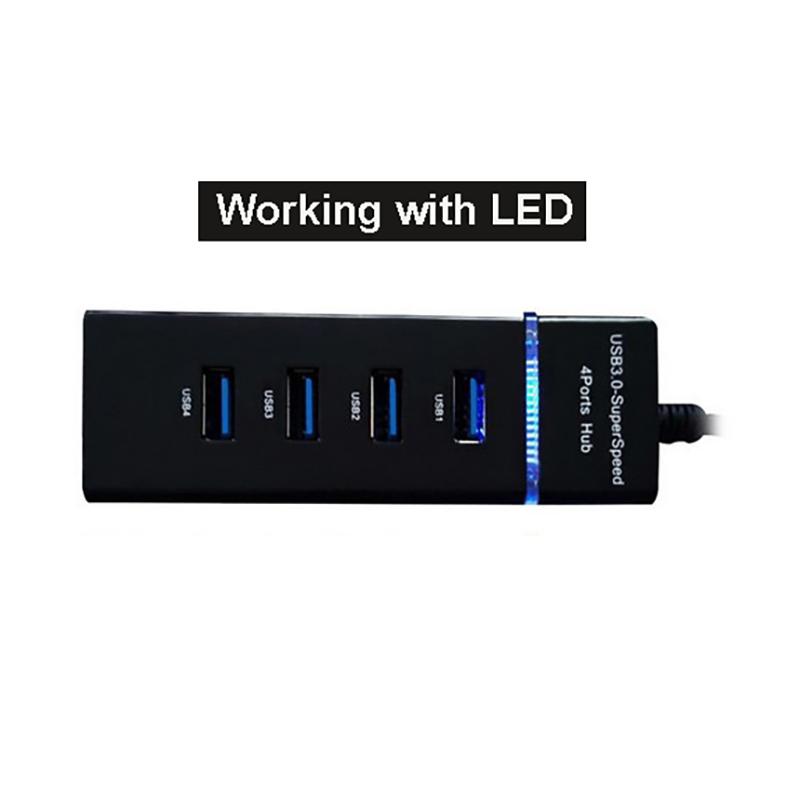 USB 3.0 HUB High Speed LED 1 to 4 Port Cable Splitter USB Data Transmission Extender Phone Charging Dock Multiple Adapter